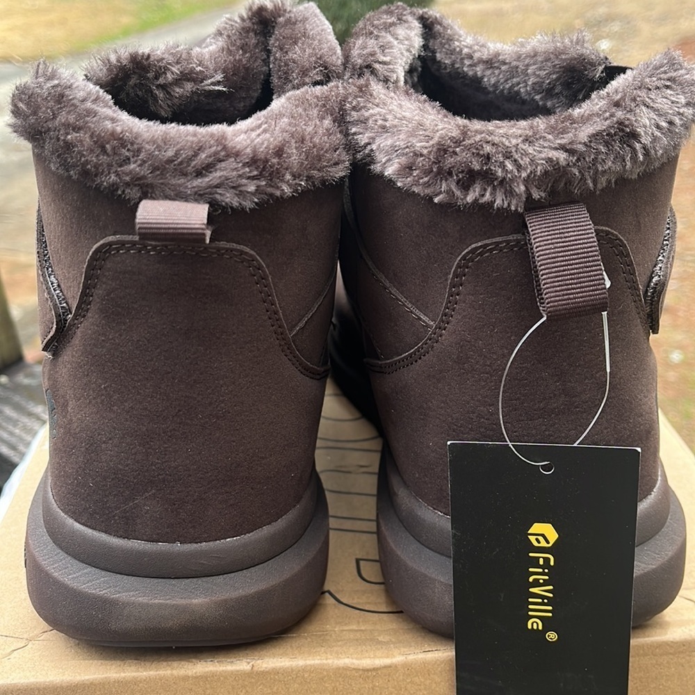 FitVille Men’s Winter Cozy Core V1 Wide Walking Sneakers Brown sz 11W New - Picture 6 of 11